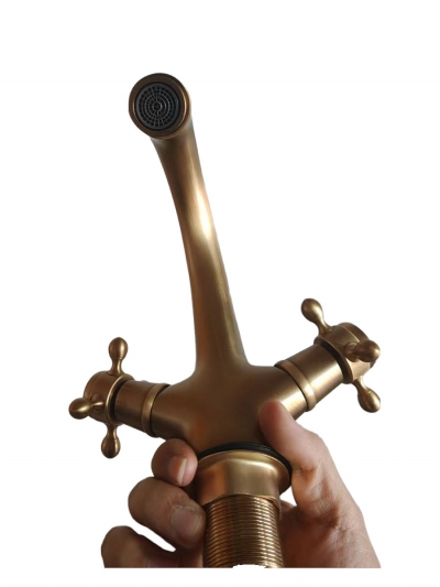 Ретро смеситель для раковины Nostro, барашковый-5